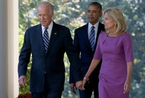 Joe Biden with wife and Obama