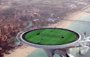 Helipad doubles as a tennis court