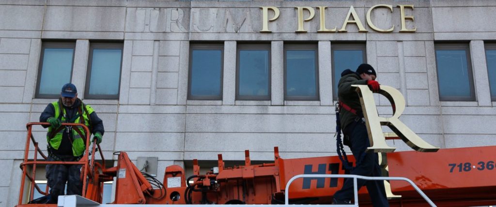 Trump name removed from buildings.